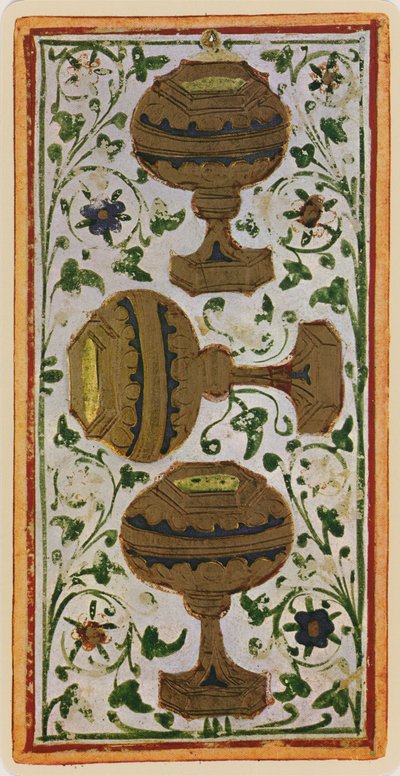 The Three of Cups, facsimile of a tarot card from the 